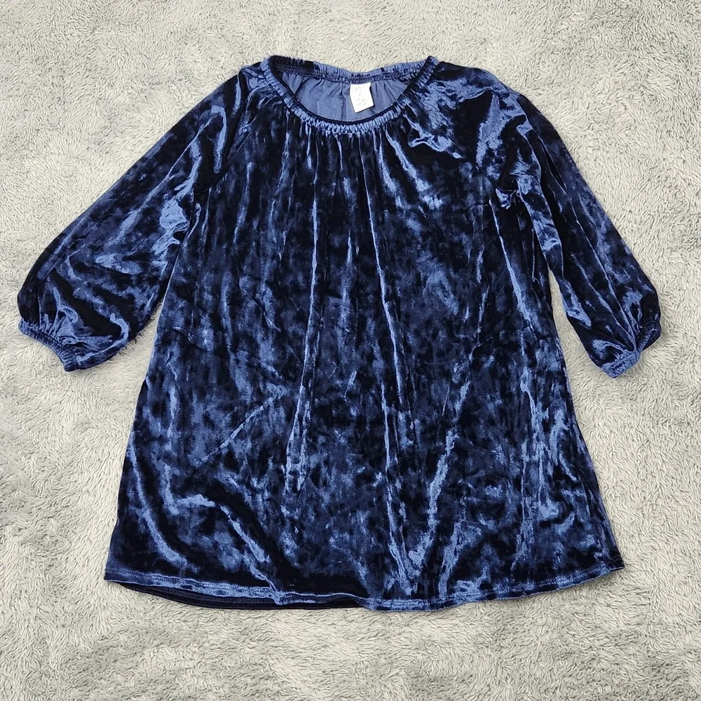 Harper Canyon Dress Girls 2 Blue Crushed Velvet‎ RK444399LG Long Sleeve Holiday